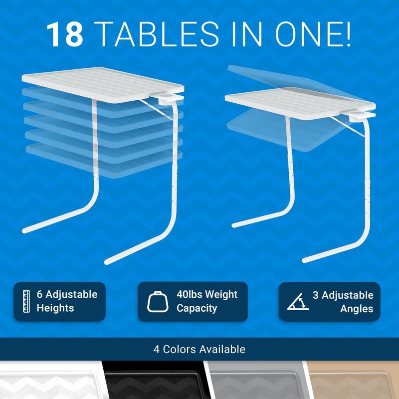 Table Mate طاولة ميت تيفي | طاولة طعام قابلة للطي، طاولة أريكة لتناول الوجبات الخفيفة، طاولة لابتوب محمولة، طاولات سرير لتناول الطعام | طاولات تيفي قابلة للتعديل مع 3 زوايا وحامل أكواب - Image 2